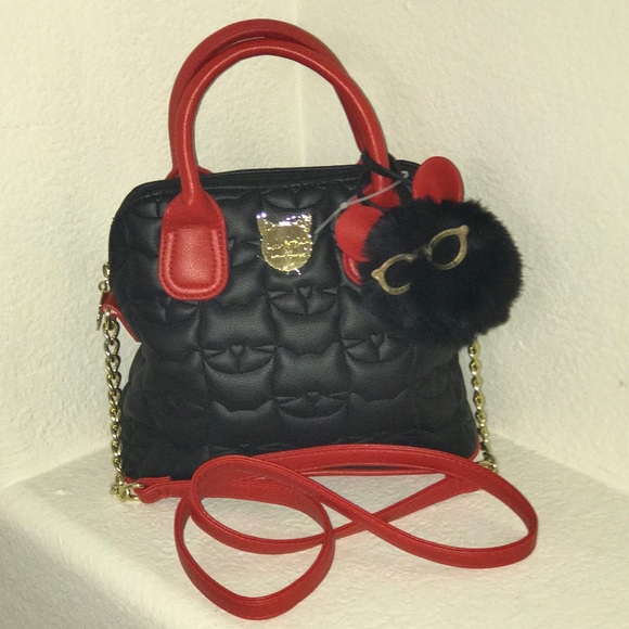 betsey johnson quilted cat purse